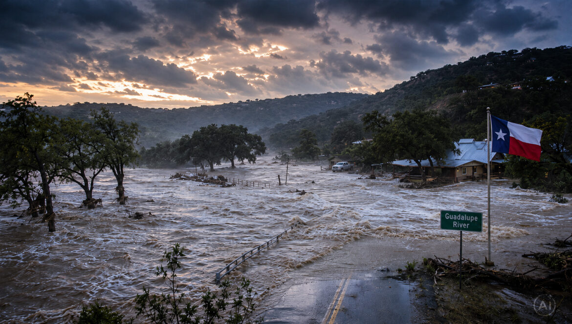 Sirènes d'alerte aux inondations lors des crues au Texas en 2025